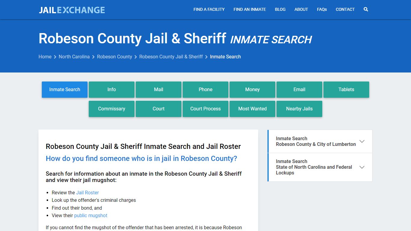 Inmate Search: Roster & Mugshots - Robeson County Jail & Sheriff, NC